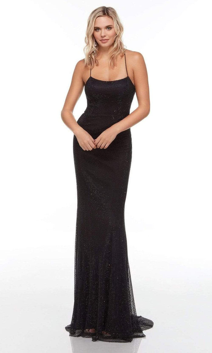 Alyce Paris - 61123 Lattice Sheath Gown Special Occasion Dress 000 / Black