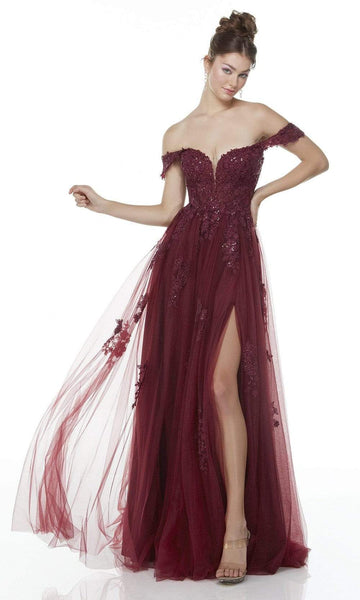 Alyce Paris - 61127 Lace Accented High Slit Gown Couture Candy Alyce Paris - 61127 Lace Accented High Slit Gown Couture Candy