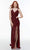 Alyce Paris - 61150 Sequined High Slit Gown Special Occasion Dress 000 / Wine