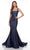 Alyce Paris - 61162 Square Neck Trumpet Gown Prom Dresses 000 / Midnight