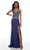Alyce Paris - 61190 Plunging V-Neck High Slit Dress Prom Dresses 000 / Navy
