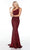 Alyce Paris - 61208 Asymmetric Cutout Back Long Gown Prom Dresses 000 / Wine