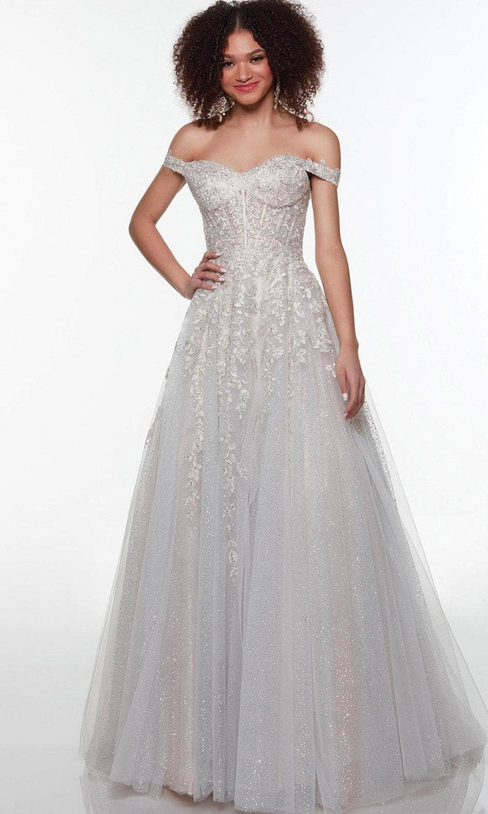 Alyce Paris 61265 - Off Shoulder Floral Long Dress Special Occasion Dress 000 / Champagne