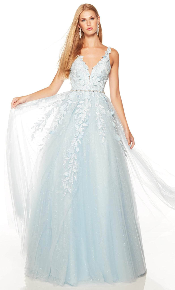Alyce Paris 61296 - Embroidered Sleeveless Prom Dress Special Occasion Dress 000 / Light Blue