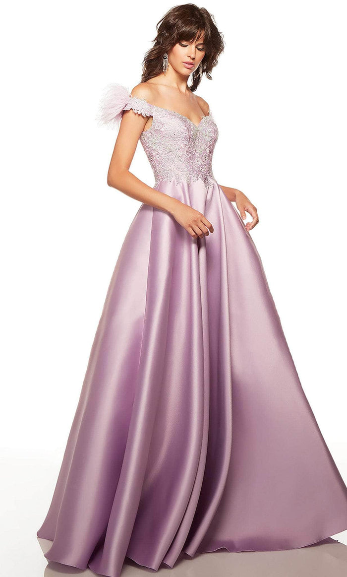 Alyce Paris 61303 - Embroidered Off-Shoulder Prom Gown Special Occasion Dress 000 / Lilac