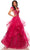 Alyce Paris 61316 - Feathered Sleeve Glitter Ballgown Special Occasion Dress 000 / Raspberry