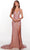 Alyce Paris 61387 - Plunging V-Neck Sheath Evening Gown Special Occasion Dress 000 / Vintage Opal