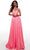 Alyce Paris 61398 - Plunging Neckline Strappy Back Prom Dress Special Occasion Dress 000 / Neon Pink