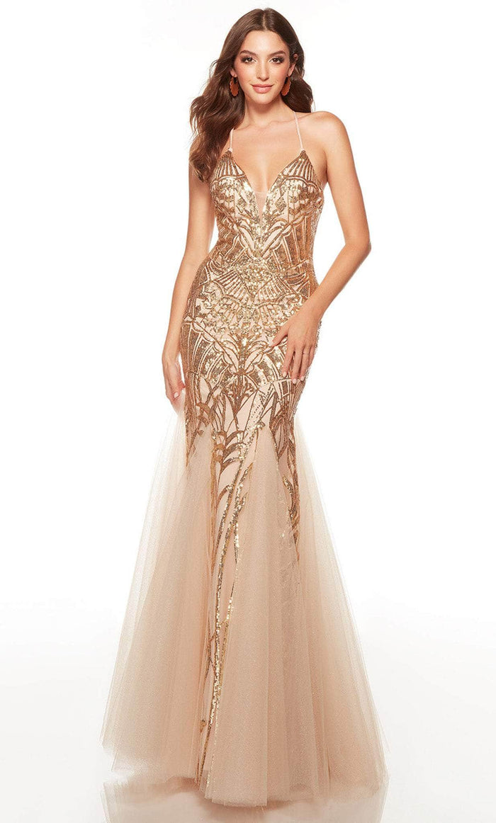 Alyce Paris 61411 - Sleeveless Mermaid Dress Evening Dresses 000 / Gold