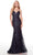 Alyce Paris 61424 - V-Neck Paisley Sequin Prom Gown Special Occasion Dress 000 / Midnight