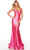Alyce Paris 61436 - Knotted Deep V-Neck Prom Gown Special Occasion Dress 000 / Shocking Pink