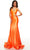 Alyce Paris 61437 - Knotted Back Satin Prom Dress Special Occasion Dress 000 / Bright Orange