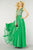 Alyce Paris - 6418 Sleeveless Applique Plunging Gown in Emerald/ Nude CCSALE 10 / Emerald/ Nude