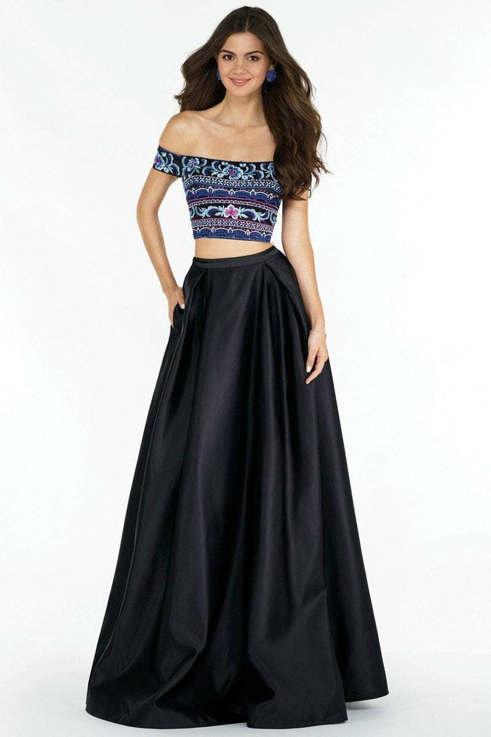 Alyce Paris 6817 Embroidered Off Shoulder Two-Piece Gown - 1 pc Black Multi in Size 2 Available CCSALE 2 / Black/Multi