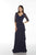 Alyce Paris - Beaded Lace V Neck Quarter Sleeve Wrap Gown 27242 - 2 pcs Pink in Size 4 and 22 Available CCSALE 10 / Navy