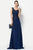 Alyce Paris Cap Sleeve Jeweled Lace Crepe Gown 27105 CCSALE 16 / Navy