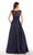 Alyce Paris Cap Sleeve Lace Bateau Mikado Evening Gown 27243  - 1 pc Midnight in Size 6 Available CCSALE