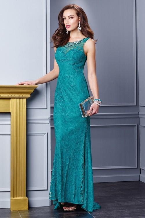 Alyce Paris Deep Scoop Back Sleeveless Lace Evening Gown 29757 - 1 pc Teal In Size 14 Available CCSALE 14 / Teal
