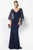 Alyce Paris - Embellished V-Neck Mother of the Bride Gown with Sheer Capelet 27170 CCSALE 18 / Navy