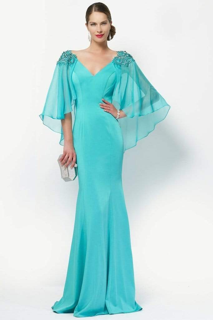 Alyce Paris - Embellished V-Neck Mother of the Bride Gown with Sheer C ...