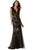 Alyce Paris Lace V-Neck Trumpet Dress in Black-Blush 6753 CCSALE 20 / Black/Blush