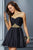Alyce Paris Ruched Beaded Chiffon Short Dress 1065 CCSALE 2 / Black