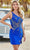 Amarra 87163 - One Sleeve Heat Stone Cocktail Dress Home Coming Dresses 00 / Royal Blue