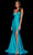Amarra 87255 - Spaghetti Strap Prom Dress with Slit Special Occasion Dress 00 / Teal