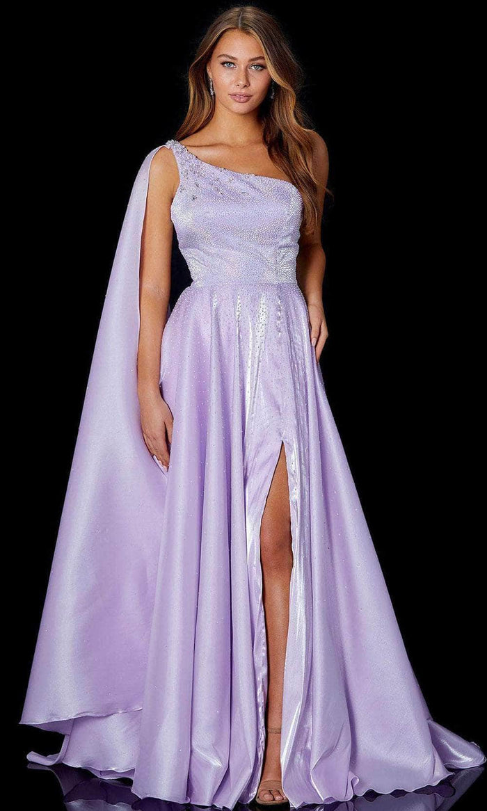 Amarra 87259 - Asymmetric with Shoulder Cape Evening Dress Special Occasion Dress 00 / Lilac