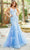 Amarra 87317 - Floral Sequin Trumpet Prom Gown Special Occasion Dress 00 / Light Blue