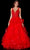 Amarra 87334 - V-Neck Ruffled Evening Ballgown Special Occasion Dress 00 / Red