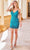 Amarra 87435 - V-neck Crisscross Back Cocktail Dress Cocktail Dresses 00 / Turquoise
