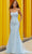 Amarra 88550 - Leaf Appliqued Mermaid Evening Gown Special Occasion Dress 00 / Light Blue