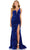 Amarra 88567 - V-Neck High Slit Evening Gown Special Occasion Dress 00 / Royal Blue