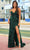 Amarra 88591 - V-Neck High Slit Evening Gown Special Occasion Dress 00 / Emerald