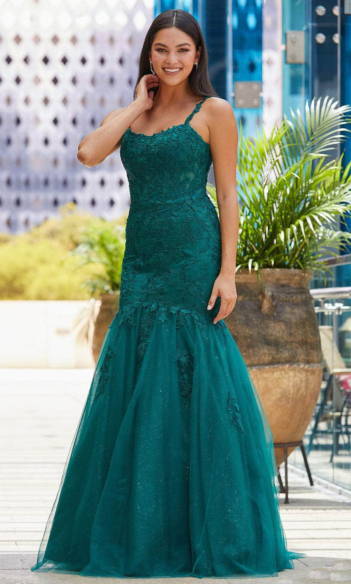 Amarra 88600 - Tulle Mermaid Evening Gown Special Occasion Dress 00 / Emerald