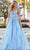 Amarra 88602 - Plunging V-Neck Sleeveless Ballgown Special Occasion Dress 00 / Light Blue