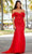 Amarra 88621 - Feathered Off-Shoulder Prom Dress Special Occasion Dress 00 / Red