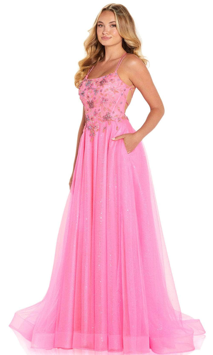 Amarra 88650 - Strappy Open-Back Prom Gown Special Occasion Dress 00 / Neon Pink