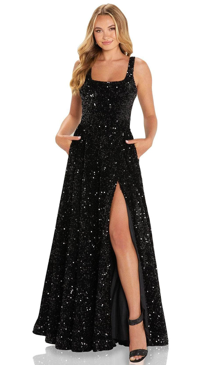 Amarra 88652 - Sleeveless Velvet Sequin Ballgown Special Occasion Dress 00 / Black