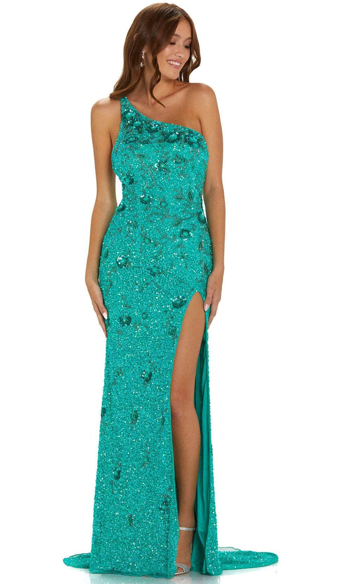 Amarra 94121 - Asymmetrical Neck Strappy Column Dress Evening Dresses 00 / Candy Green