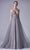 Andrea and Leo - A0672 Illusion Beaded Bodice Tulle A-Line Gown Bridesmaid Dresses 2 / Smoky Blue
