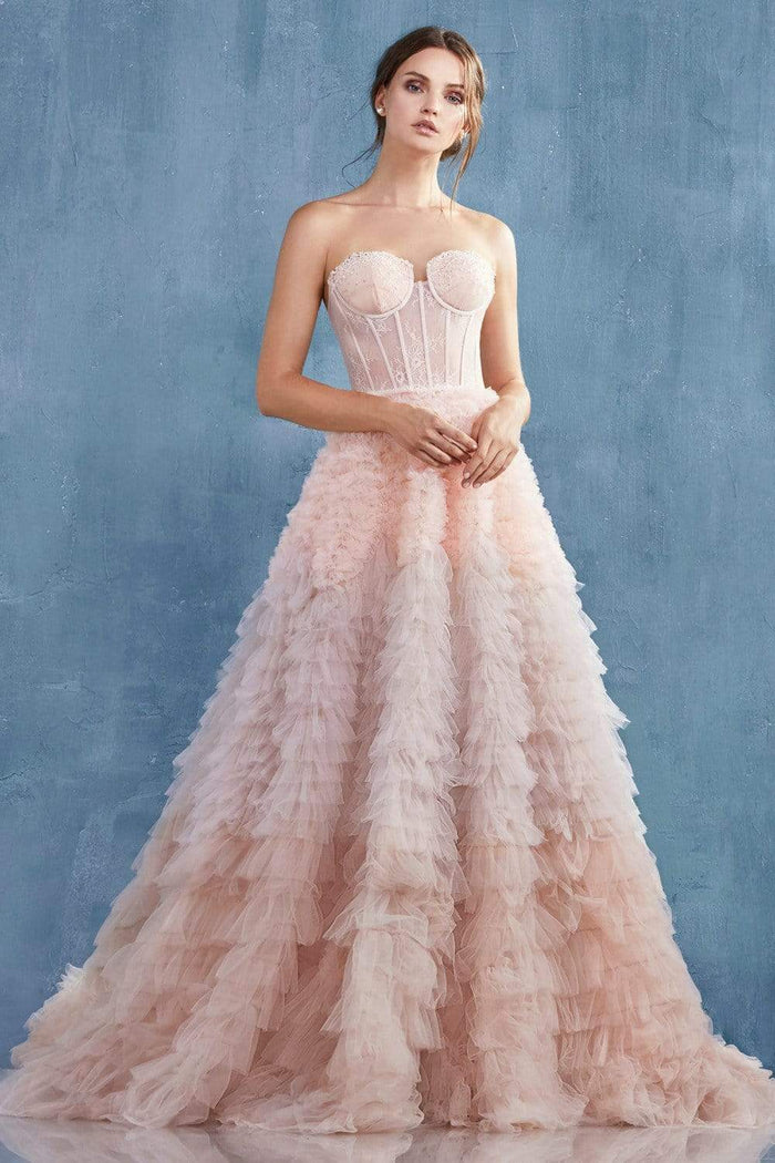 Andrea and Leo - A0767 Sweetheart Ruffled Ballgown Prom Dresses 2 / Blush