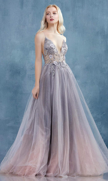 tulle layered bridesmaid dresses Dusty Blue A Line Tiered Tulle Corset Bridesmaid Dress with Slit