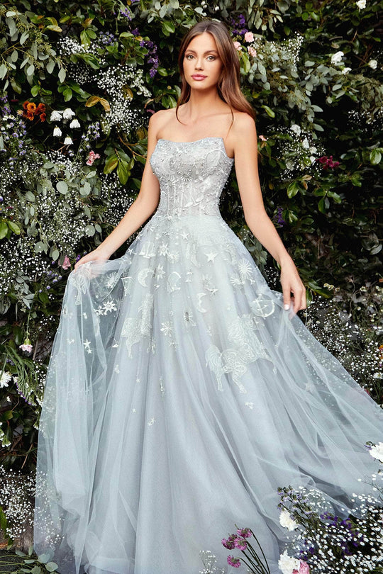 Andrea and Leo - A0890 Scoop Neck Dreamy Designed Simple Prom Dress