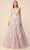 Andrea and Leo - A1028 Floral Applique Deep V Neck Ballgown Ball Gowns 2 / Mauve