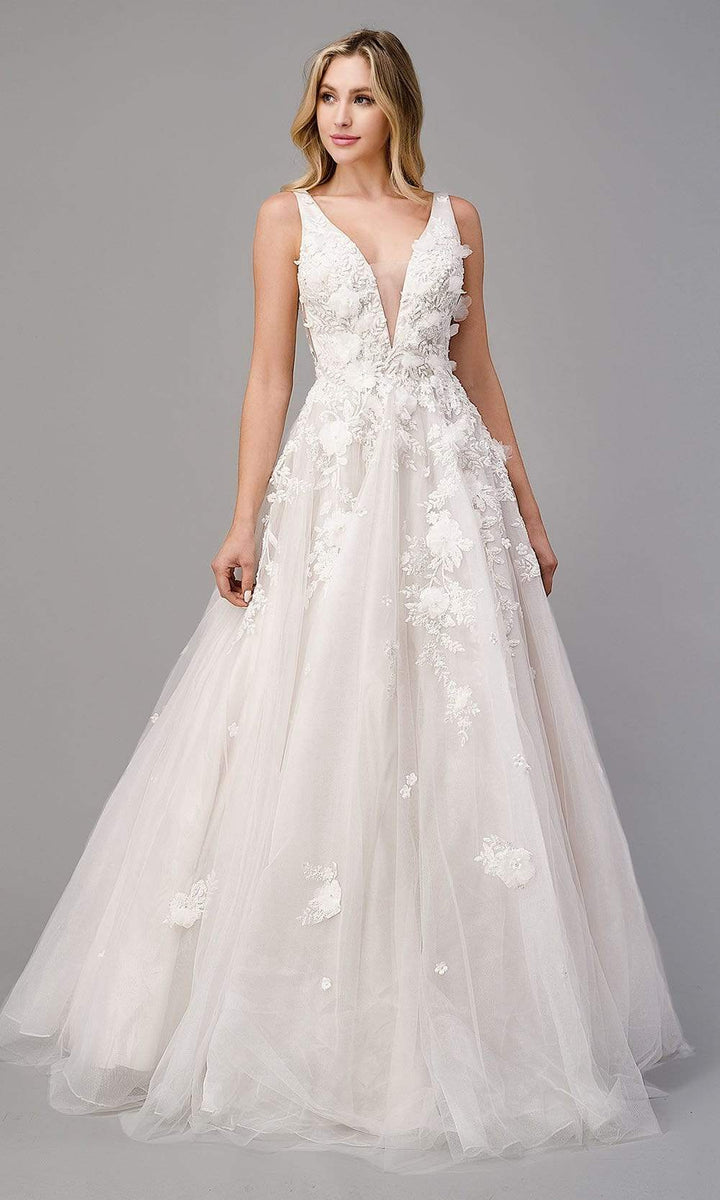 Andrea and Leo - A1028W Floral Accented A-line Wedding Dress – Couture ...
