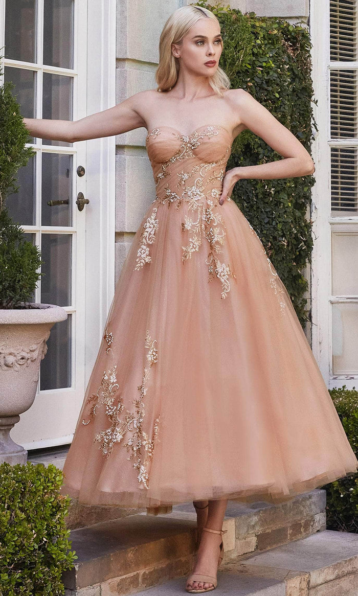 Andrea and Leo A1114 - Tea Length Tulle A-Line Dress Couture Candy Andrea and Leo A1114 - Tea Length Tulle A-Line Dress Couture Candy