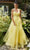 Andrea and Leo A1142 - Scoop Floral Appliqued Prom Gown Special Occasion Dress 2 / Yellow