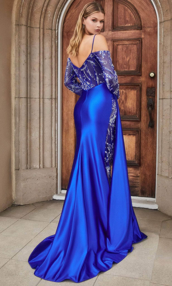 Andrea and Leo A1160 - Beaded Illusion Bodice Prom Gown Special Occasion Dress 2 / Royal